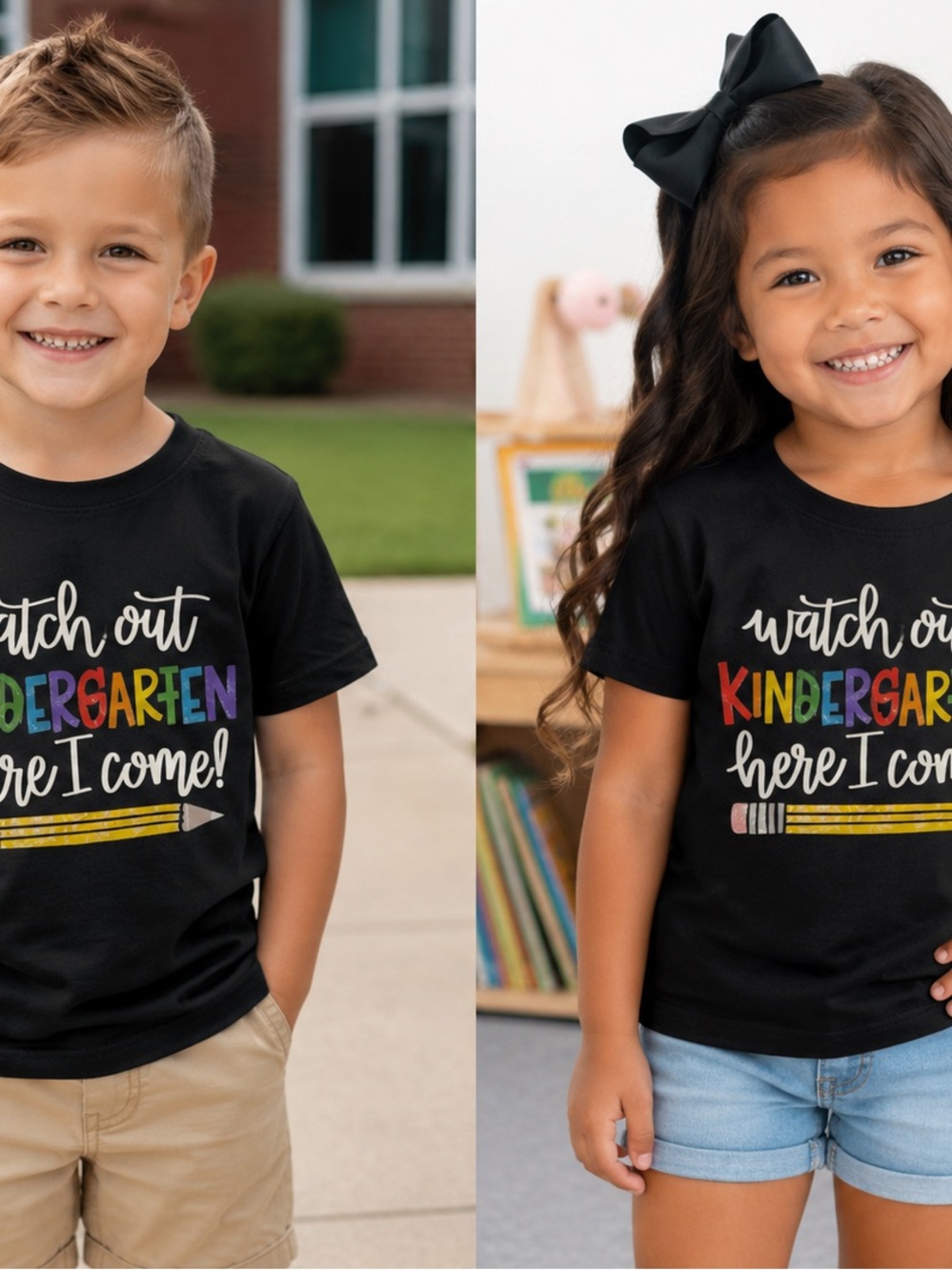 Watch Out Kindergarten Here I Come Kids Graphic T-Shirt -1st Day of School 4T-5T